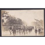 Middlesex Regiment - 1917 RP Postcard - The Band marching to Camp. (Back a little grubby) scarce