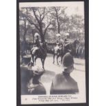 1910 Funeral of King Edward VII, ND Photo Postcard - police standing as horses pass by. Nice card