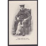 Red Cross Card - "Keep Master Safe - and send him back to me" Soldier with his per Terrier