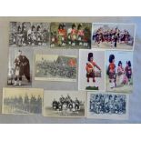 Queen's Own Cameron Highlanders Fair range of RP's (6) and early colour postcards, Band, Drums,