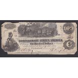 United States(Confederate) 1862-Richmond 100 Dollars, Steam Train, Milkmaid at left, NVF, small edge