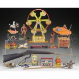 LARGE GROUP OF CHILDREN'S TIN, CAST-IRON AND WOOD TOYS.