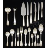 74 PIECE SILVER PLATED FLATWARE SET BY ROBERTS & BELK IN THE FIDDLE, THREAD &...