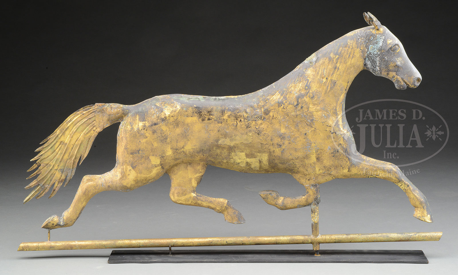 LARGE ETHAN ALLEN RUNNING HORSE WEATHERVANE ATTRIBUTED TO A.L. JEWELL.