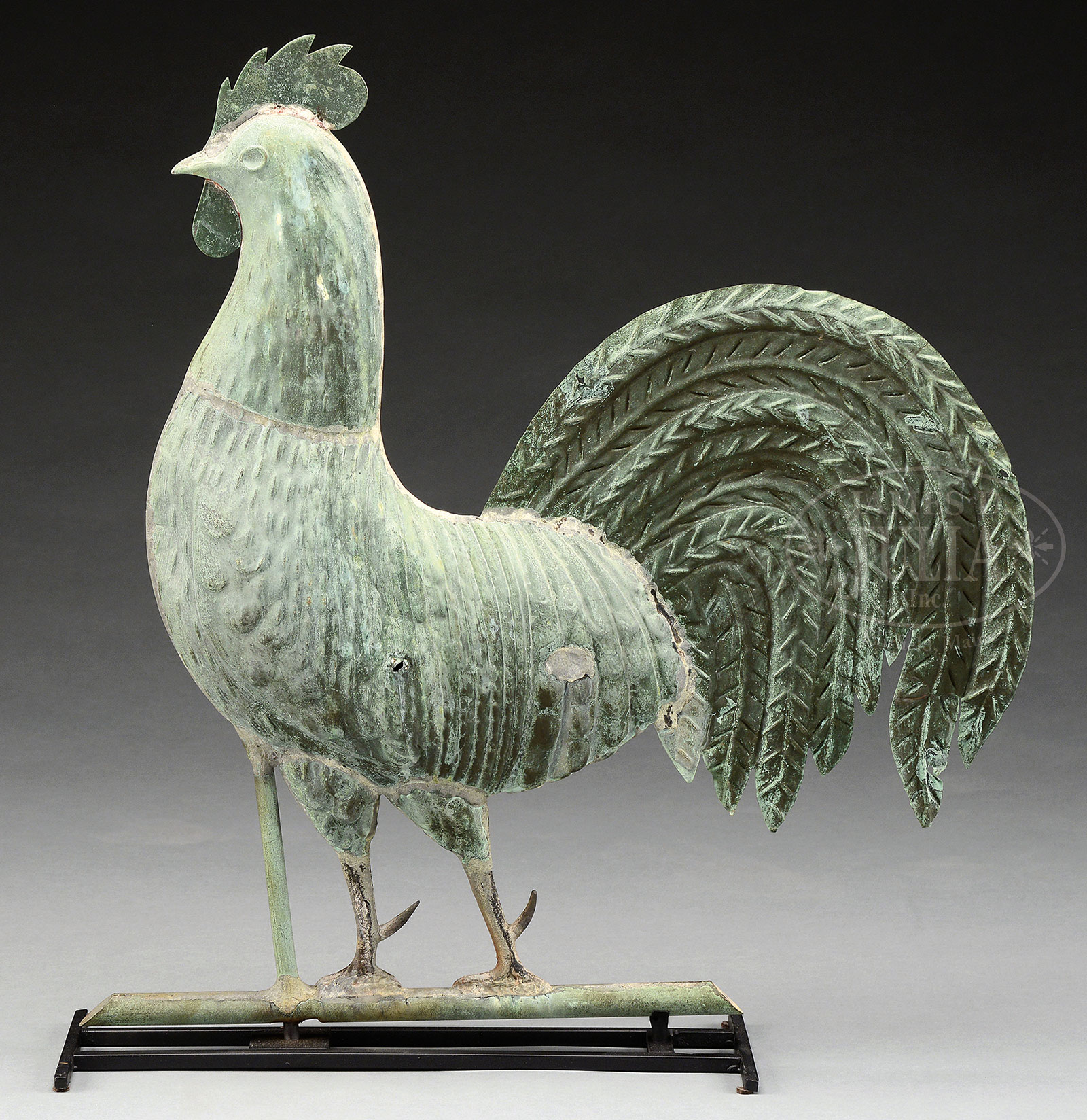 MOLDED COPPER ROOSTER WEATHERVANE. - Image 2 of 8