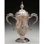 ENGLISH STERLING SILVER COVERED LOVING CUP, LONDON 1765-6 BY FRANCIS BUTTY & NICHOLAS DUMEE.