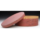 SHAKER OVAL COVERED BOX IN RED WASH.