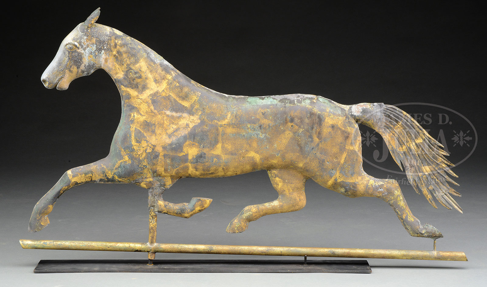 LARGE ETHAN ALLEN RUNNING HORSE WEATHERVANE ATTRIBUTED TO A.L. JEWELL. - Image 2 of 2