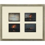 GIORGIO GLASS (Italian, 19th century) FOUR VIEWS OF MOUNT VESUVIUS ERUPTING.