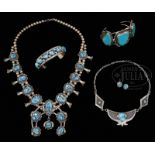 NAVAJO SILVER AND TURQUOISE JEWELRY.