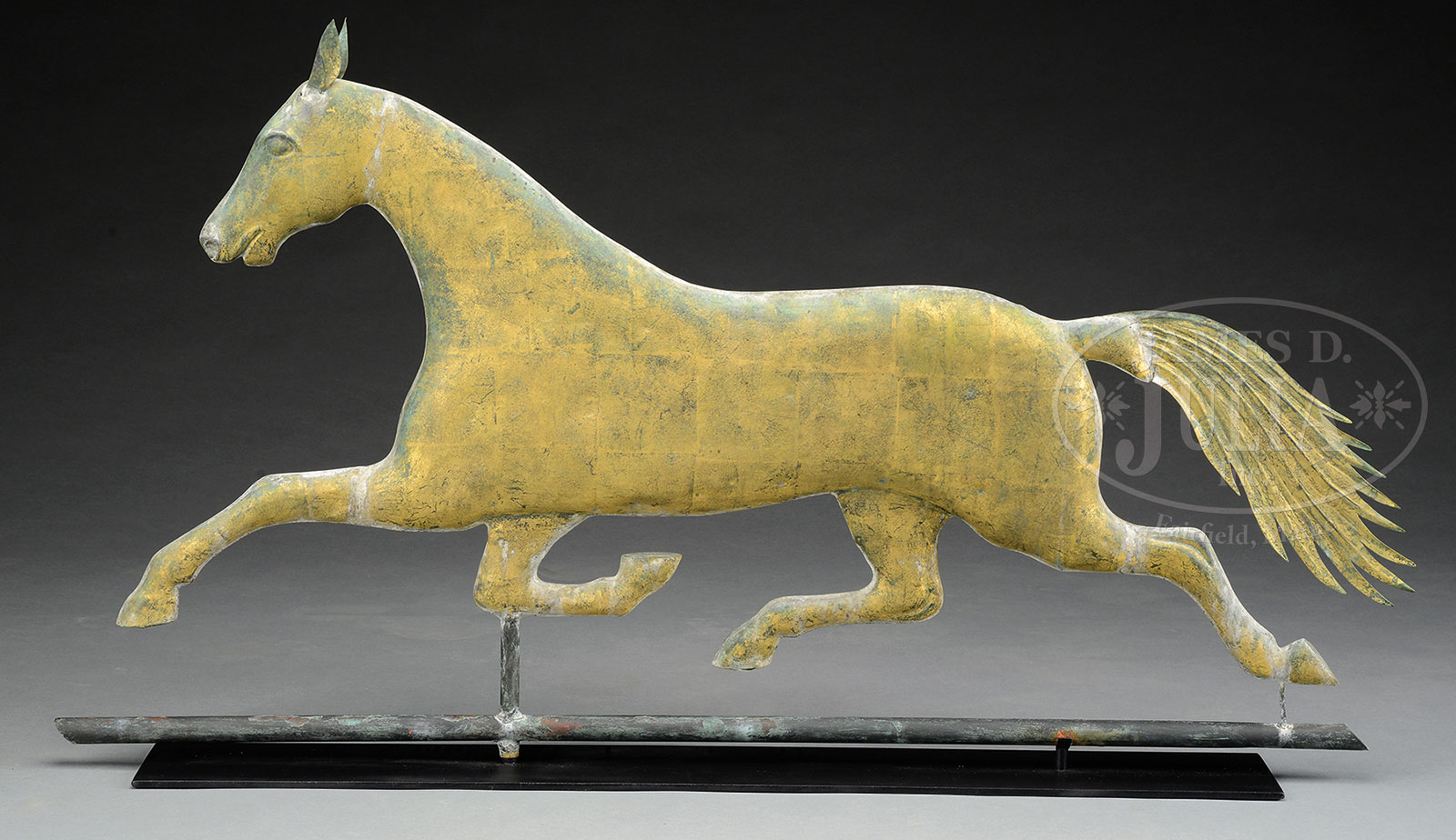 LARGE RUNNING HORSE WEATHERVANE ATTRIBUTED TO A.L. JEWELL. - Image 2 of 2