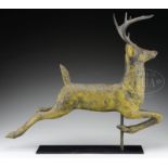 FINE LEAPING STAG FULL BODY COPPER WEATHERVANE, PROBABLY CUSHING & WHITE.