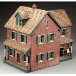 OUTSTANDING ANTIQUE AMISH BUILT DOLLS' HOUSE.