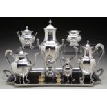 IMPRESSIVE STERLING SILVER TEA AND COFFEE SERVICE BY TETARD FRERES.