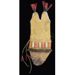 NINETEENTH CENTURY NORTHERN PLAINS QUILL AND BEADED BAG.