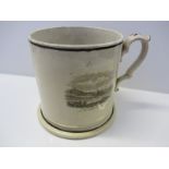 CORNISH PRESENTWARE, a large Victorian pottery tankard decorated with transfers of Bude,