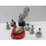 ORIENTAL CERAMICS, a collection of 5 decorated snuff bottles,