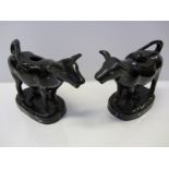 COW CREAMERS, 2 Jackfield glazed cow creamers,