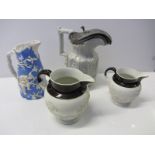 VICTORIAN STONEWARE JUGS, collection of 4 jugs including Charles Meigh Gothic window design jug,