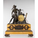 A SUPERB LARGE 19TH CENTURY FRENCH BRONZE AND SIENNA MARBLE CLOCK, with eight-day movement and