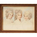 RICHARD COSWAY Portrait studies of three young ladies. Reputed to be The Daughters of The Duke of