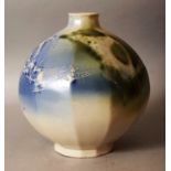 AN UNUSUAL 20TH CENTURY KOREAN STUDIO CERAMIC VASE BY SOON HYUNG KWON, of dodecagon section,