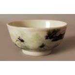 A SMALL CHINESE REPUBLIC STYLE PORCELAIN BOWL, decorated with calligraphy and with insects in a