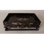 A GOOD QUALITY 19TH/20TH CENTURY CHINESE MOTHER-OF-PEARL INLAID RECTANGULAR HARDWOOD DESK STAND,