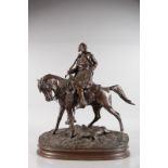 PIERRE JULES MENE (1810-1879) FRENCH A SUPERB PERIOD BRONZE, THE NORTH AFRICAN ON HORSEBACK on a