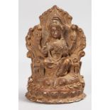 AN ISLAMIC CARVED SOAPSTONE GOD. 6.5ins high.