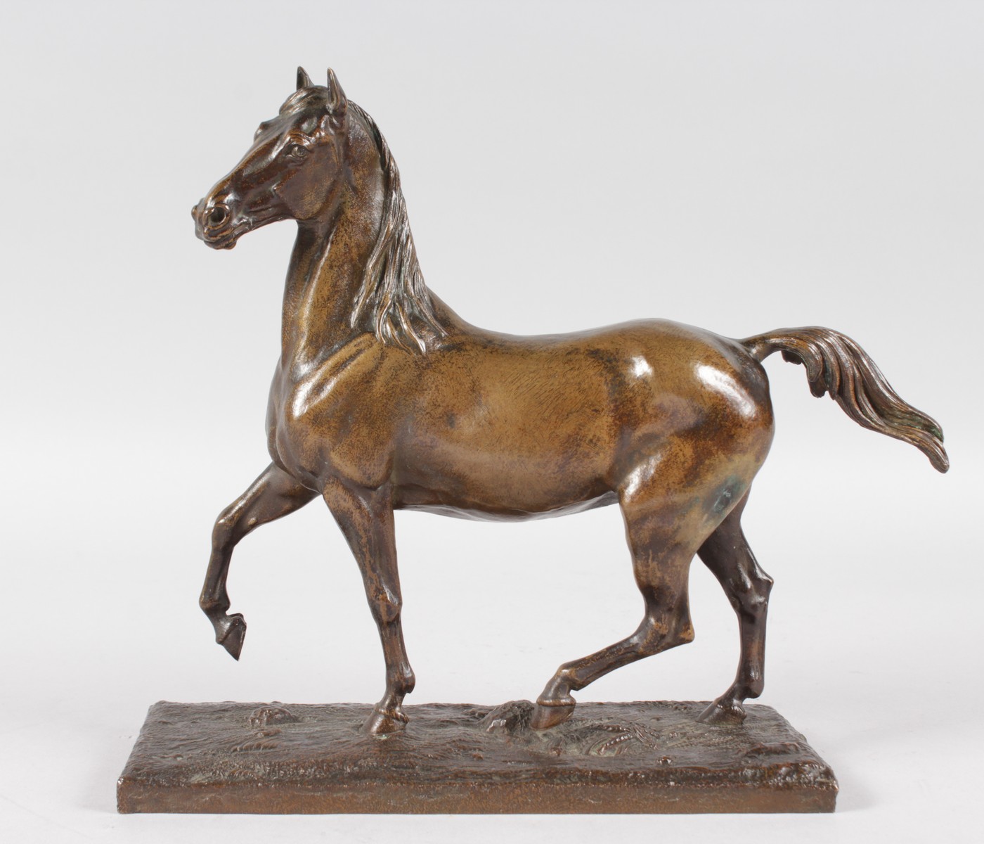 JEAN FRANCOIS THEODORE GETCHER (1796-1844) FRENCH A SUPERB BRONZE OF A MARE. Signed, on a