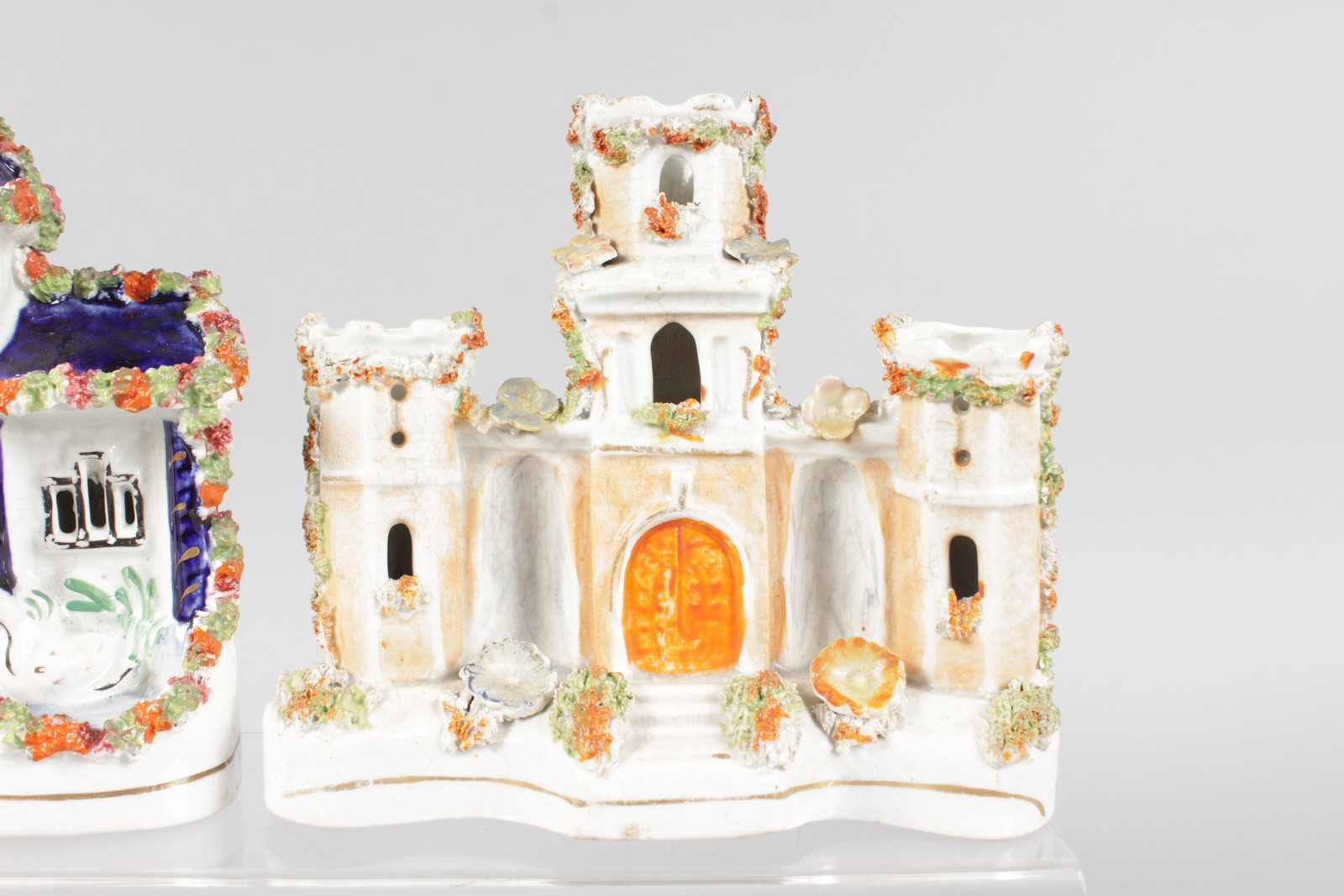 A SMALL COLLECTION OF NINE STAFFORDSHIRE COTTAGES AND PASTILLE BURNERS. - Image 10 of 10