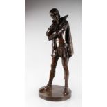 PIERRE MARIE FRANCOIS OGE (1849-1913) FRENCH A LARGE BRONZE STANDING FIGURE OF A MAN, arms crossed