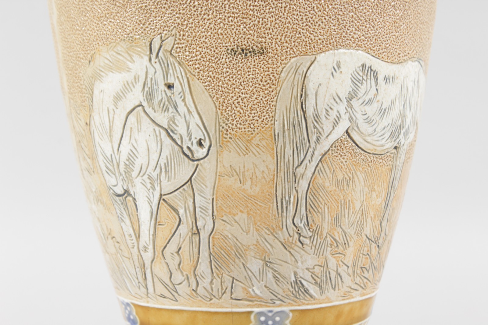 A DOULTON LAMBETH STONEWARE VASE, painted and incised decoration of four horses by HANNAH B. BARLOW. - Image 2 of 10