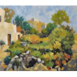 Hobley (20th Century) French. A Garden Scene by a Villa, Oil on Canvas, Indistinctly Signed, 18" x