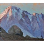 Benito Ramos Catalan (1888-1961) Chilean. 'Landscape of the Cordillera Andes', Oil on Board, Signed,