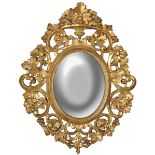 19th Century Italian School. A Carved Giltwood Florentine Frame, Oval, 8.25" x 6.5".