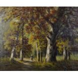 19th Century Italian School. A Wooded Landscape, with a Figure on a Path, Oil on Canvas,