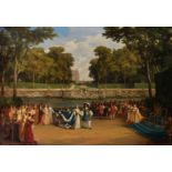 Werner (19th Century) German. A Royal Procession, and River with an Elegant House beyond, Oil on