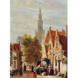 Andrass (20th Century) Dutch. A Street Scene with Figures, Oil on Board, Signed, 16" x 12".