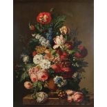 Late 18th - Early 19th Century Dutch School. Still Life with a Profusion of Flowers, in an Urn on