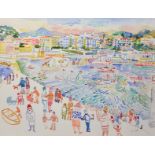 Fred Yates (1922-2008) British. A Mediterranean Harbour Scene, with Figures, Watercolour, Signed,