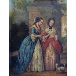 19th Century German School. Interior Scene with Elegant Ladies, Oil on Metal, 7" x 5.5", and the