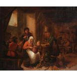 Circle of Adriaen Van Ostade (1610-1685) Dutch. A Tavern Interior with Figures Conversing, Oil on