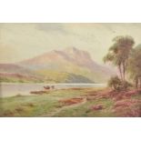 G... Rockhill (19th - 20th Century) British. A Mountainous River Landscape, with Cattle Watering,