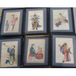 19th Century Chinese School. Figures Playing a Drum, Watercolour on Rice Paper, 6" x 3.5",