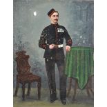 19th Century English School. Portrait of an Officer, in an Interior, Oil on Canvas, Unframed, 23.25"