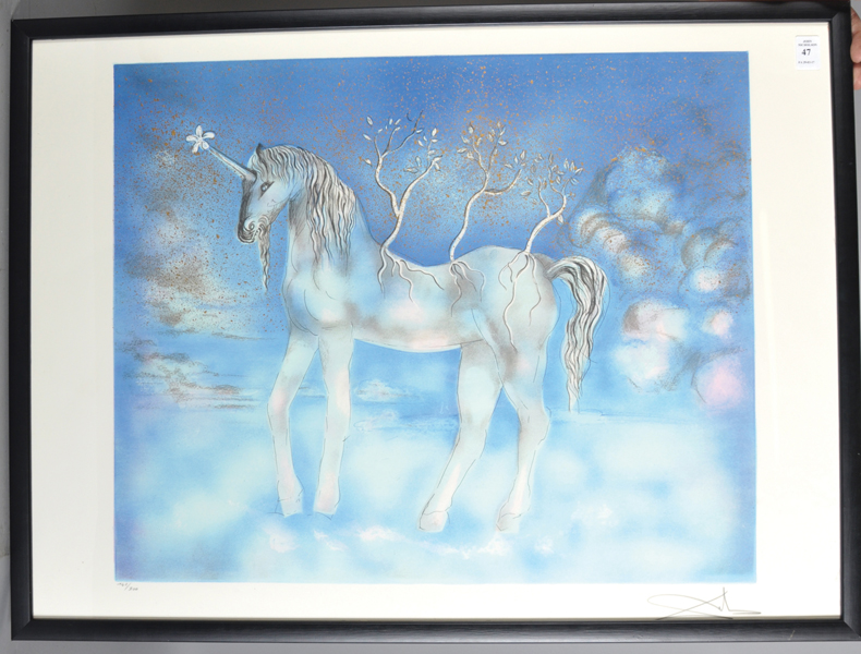 Salvador Dali (1904-1989) Spanish. A Unicorn, Lithograph, Signed and numbered 142/300 in Pencil, - Image 2 of 5