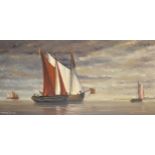 Charles Evison (20th Century) British. A Dutch Shipping Scene, Oil on Canvas, Signed, 18" x 36".
