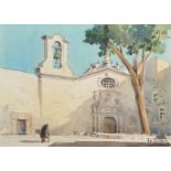 Joseph Galea (1904-1985) Maltese. 'Pieta Church' "Pieta", Watercolour, Signed and Inscribed 'Malta',